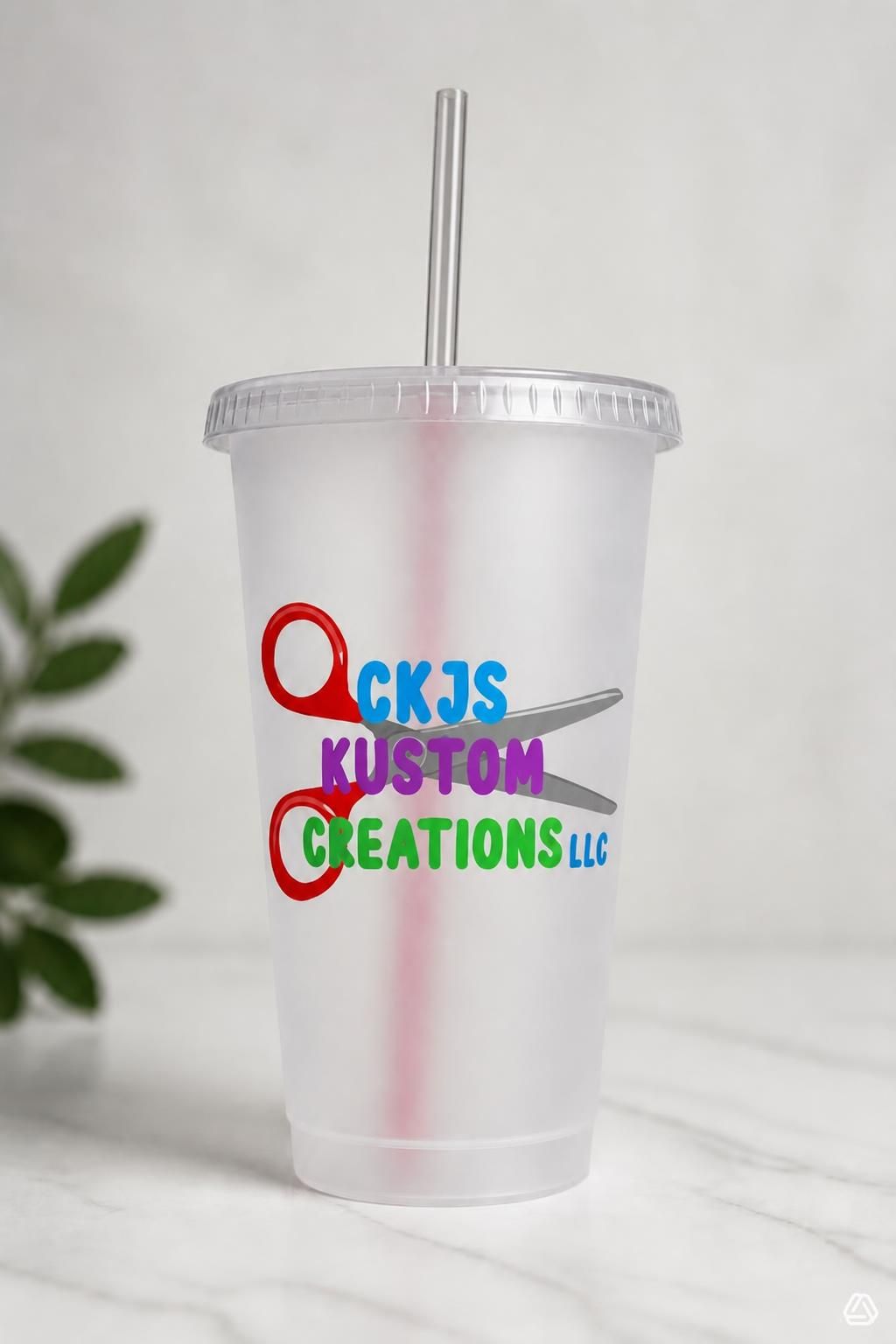 Custom Reusable Frosted Plastic Tumbler with Lid & Straw