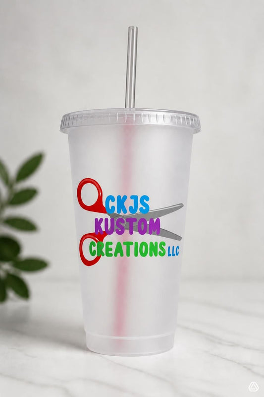 Custom Reusable Frosted Plastic Tumbler with Lid & Straw
